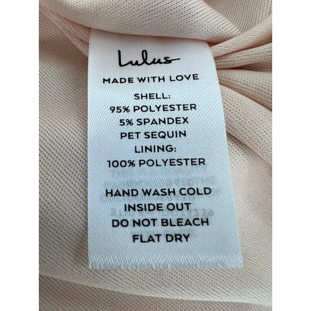 New Lulus Size S Love to You Blush Sequin Velvet Maxi Gown Velour Mermaid Dress - Picture 12 of 14